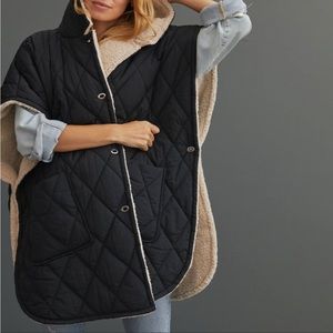 HTF Anthropologie Faux Fur-Lined Quilted Cape